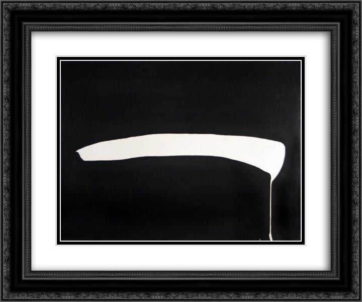 White Line on Black 24x20 Black Ornate Wood Framed Art Print Poster with Double Matting by Yoshihara, Jiro