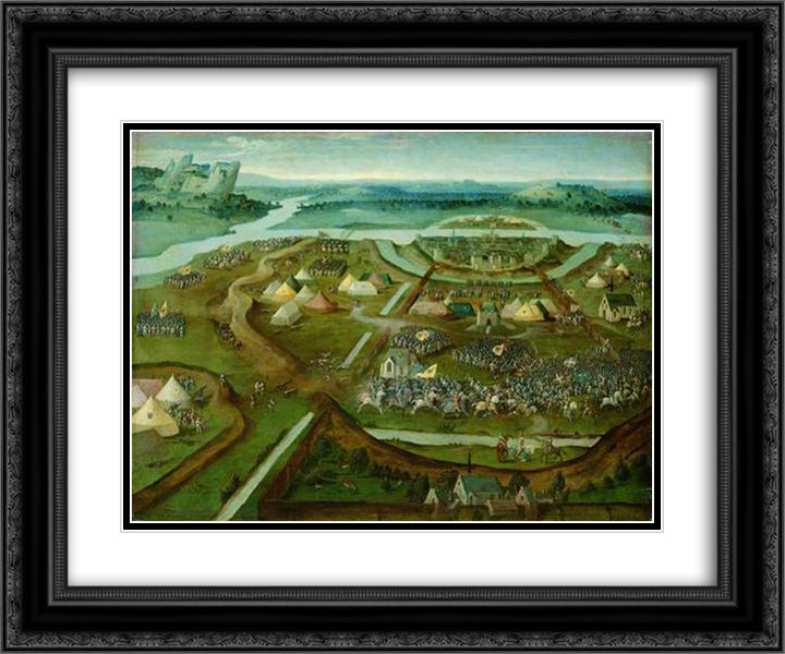 Battle of Pavia 24x20 Black Ornate Wood Framed Art Print Poster with Double Matting by Patinir, Joachim