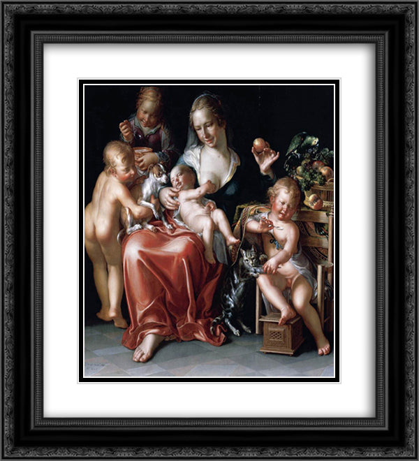 Charity 20x22 Black Ornate Wood Framed Art Print Poster with Double Matting by Wtewael, Joachim