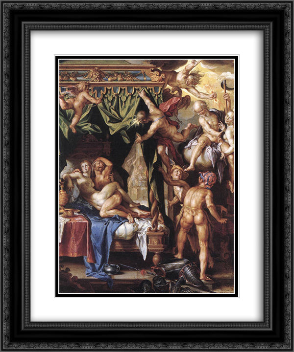 Mars and Venus Discovered by the Gods 20x24 Black Ornate Wood Framed Art Print Poster with Double Matting by Wtewael, Joachim