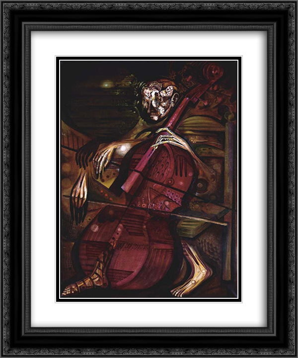 Homenaje a Paul Casals 20x24 Black Ornate Wood Framed Art Print Poster with Double Matting by Ponc, Joan