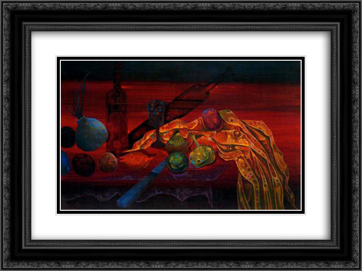 Homenatge a Cezanne 24x18 Black Ornate Wood Framed Art Print Poster with Double Matting by Ponc, Joan