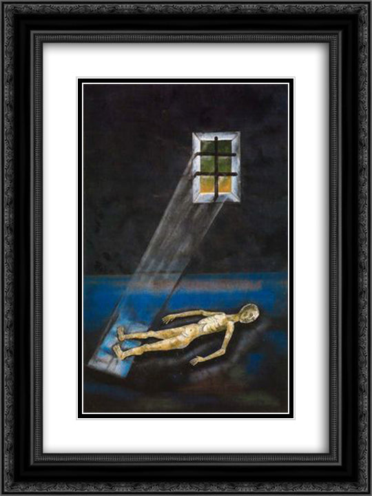 La Preso 18x24 Black Ornate Wood Framed Art Print Poster with Double Matting by Ponc, Joan