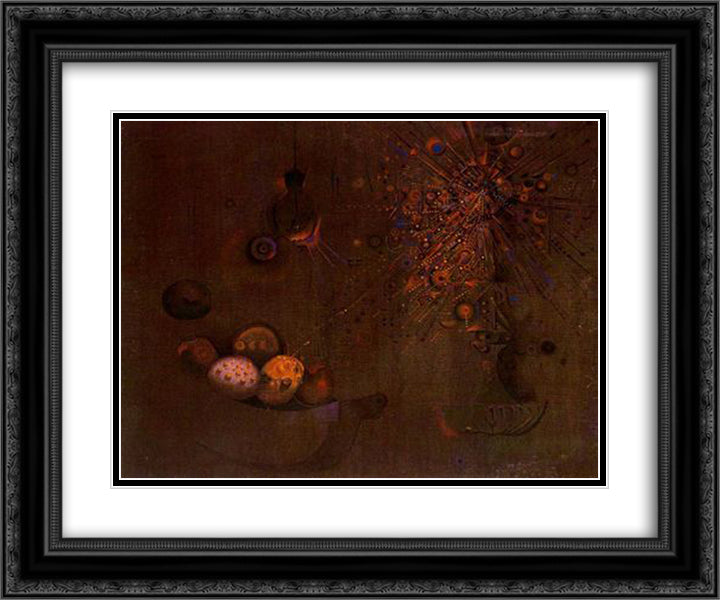 Natura Morta 24x20 Black Ornate Wood Framed Art Print Poster with Double Matting by Ponc, Joan