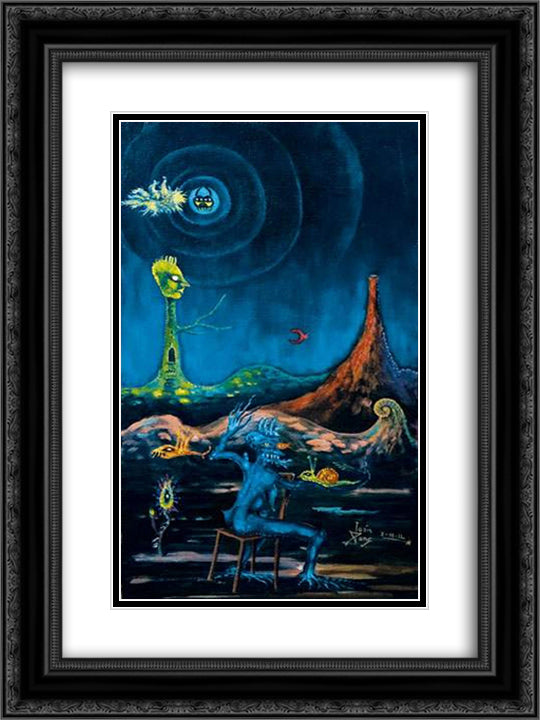 Paysage fantastique 18x24 Black Ornate Wood Framed Art Print Poster with Double Matting by Ponc, Joan