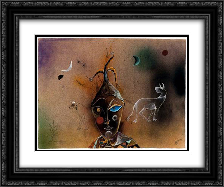 Suite Toros 24x20 Black Ornate Wood Framed Art Print Poster with Double Matting by Ponc, Joan