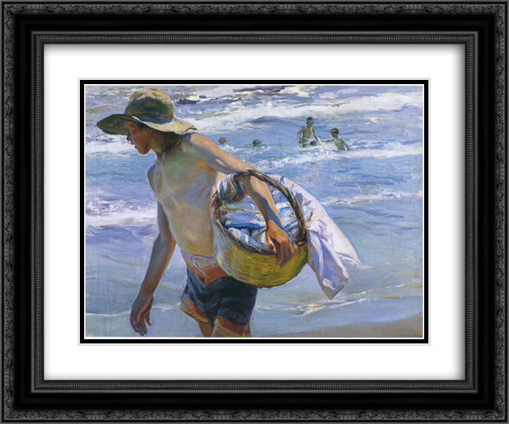 Fisherman in Valencia 24x20 Black Ornate Wood Framed Art Print Poster with Double Matting by Sorolla, Joaquin