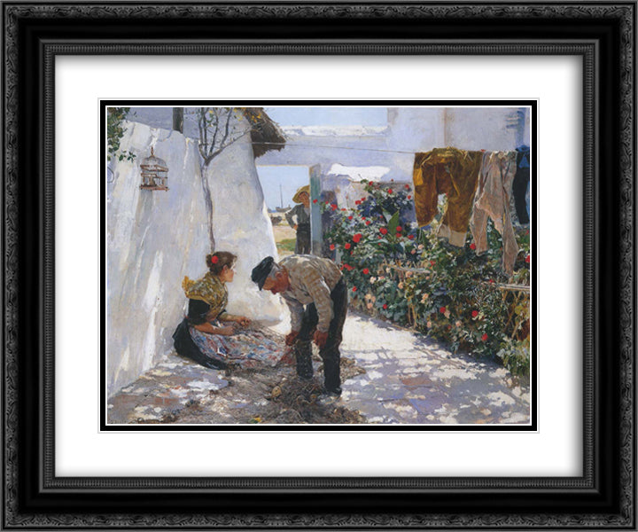 Fishing Nets 24x20 Black Ornate Wood Framed Art Print Poster with Double Matting by Sorolla, Joaquin