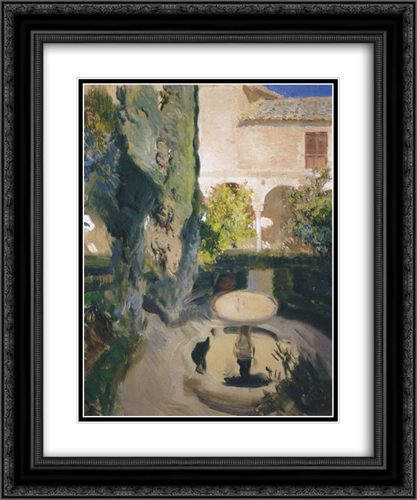 Garden of Lindaraja 20x24 Black Ornate Wood Framed Art Print Poster with Double Matting by Sorolla, Joaquin
