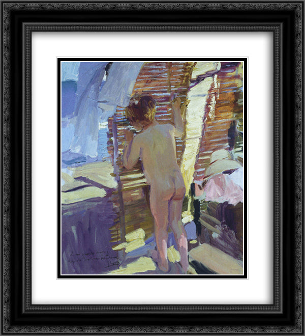 Inquisitive child 20x22 Black Ornate Wood Framed Art Print Poster with Double Matting by Sorolla, Joaquin