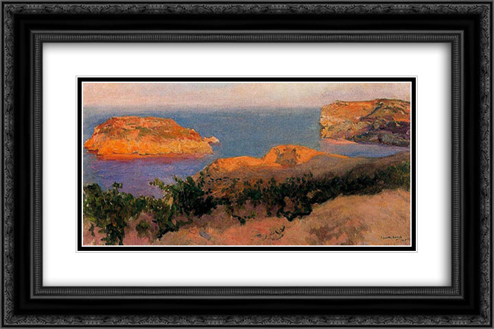 Isla del Cap Marti, Javea 24x16 Black Ornate Wood Framed Art Print Poster with Double Matting by Sorolla, Joaquin