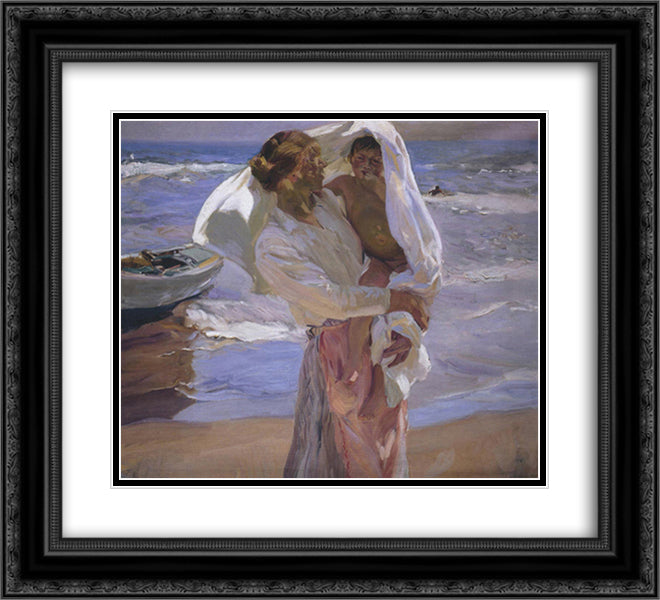 Just Out of the Sea 22x20 Black Ornate Wood Framed Art Print Poster with Double Matting by Sorolla, Joaquin