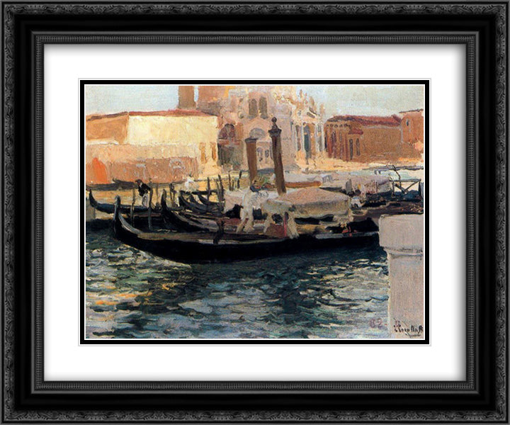 La Salute, Venice 24x20 Black Ornate Wood Framed Art Print Poster with Double Matting by Sorolla, Joaquin