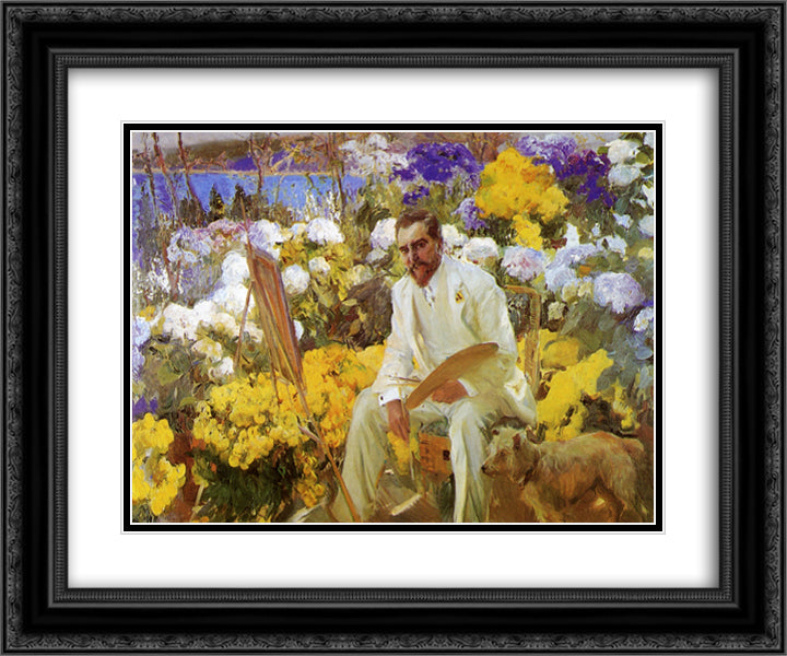 Louis Comfort Tiffany 24x20 Black Ornate Wood Framed Art Print Poster with Double Matting by Sorolla, Joaquin
