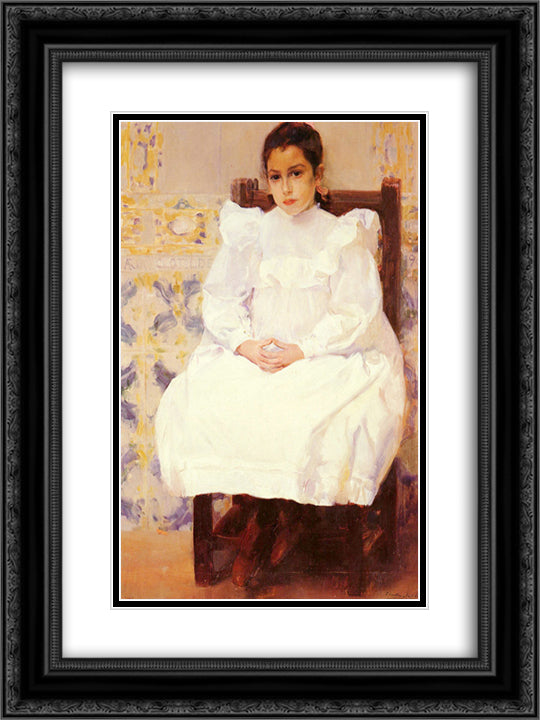 Maria 18x24 Black Ornate Wood Framed Art Print Poster with Double Matting by Sorolla, Joaquin