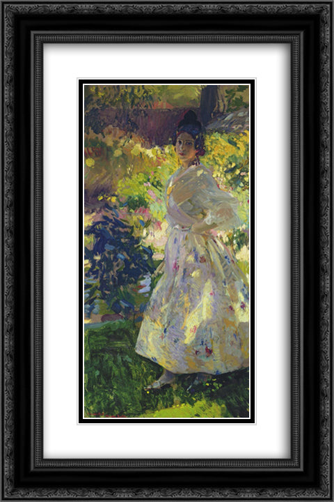 Maria dressed as a Valencian peasant girl 16x24 Black Ornate Wood Framed Art Print Poster with Double Matting by Sorolla, Joaquin