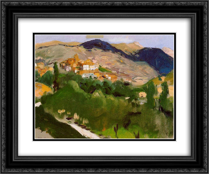 Mountains at Jaca 24x20 Black Ornate Wood Framed Art Print Poster with Double Matting by Sorolla, Joaquin