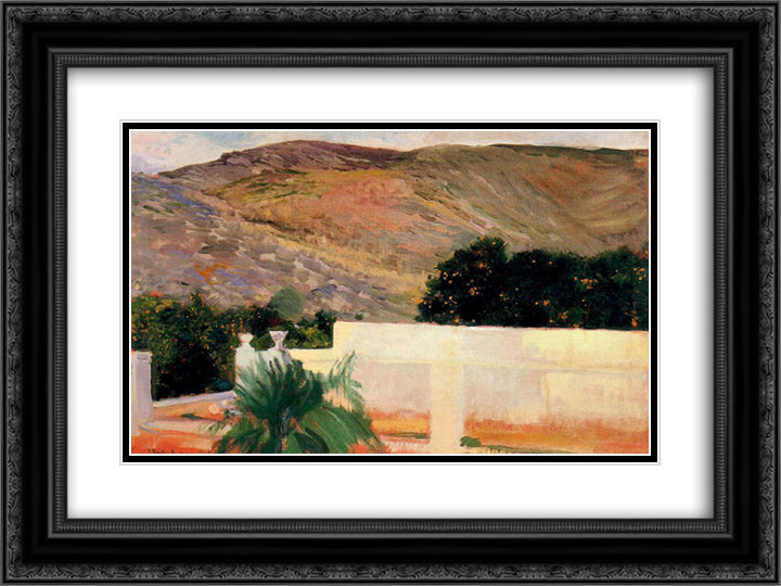 Naranjos, Alcira 24x18 Black Ornate Wood Framed Art Print Poster with Double Matting by Sorolla, Joaquin