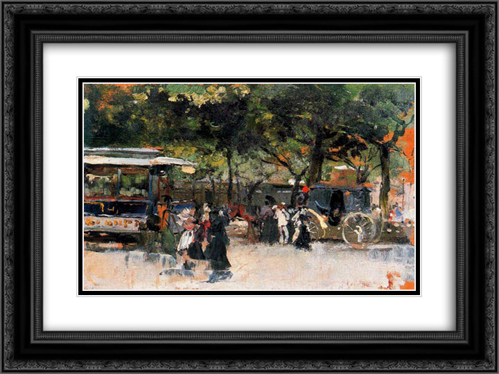 Outskirts of Paris 24x18 Black Ornate Wood Framed Art Print Poster with Double Matting by Sorolla, Joaquin