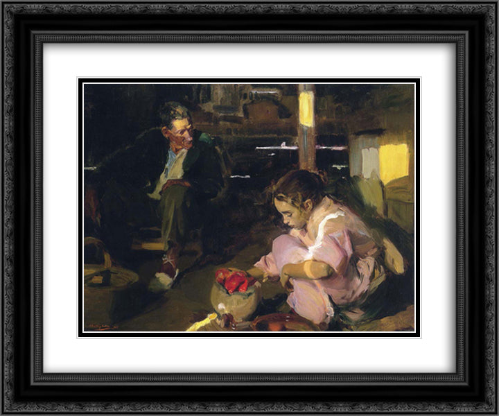 Peppers 24x20 Black Ornate Wood Framed Art Print Poster with Double Matting by Sorolla, Joaquin