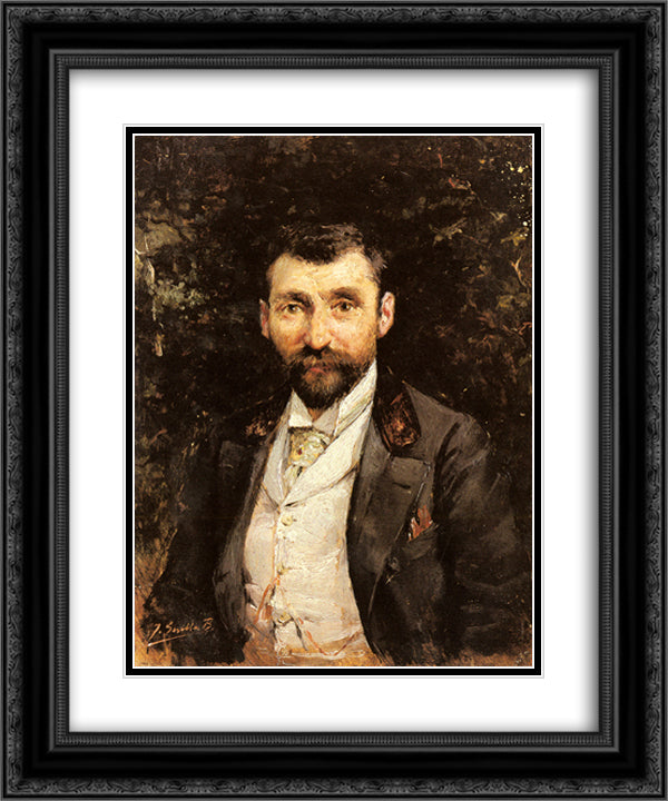 Portrait of a Gentleman 20x24 Black Ornate Wood Framed Art Print Poster with Double Matting by Sorolla, Joaquin