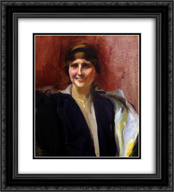 Portrait of a girl 20x22 Black Ornate Wood Framed Art Print Poster with Double Matting by Sorolla, Joaquin