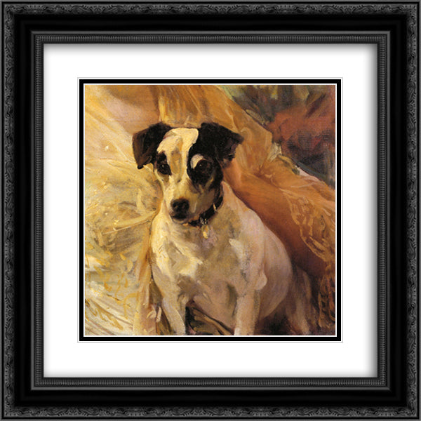 Portrait of a Jack Russell 20x20 Black Ornate Wood Framed Art Print Poster with Double Matting by Sorolla, Joaquin