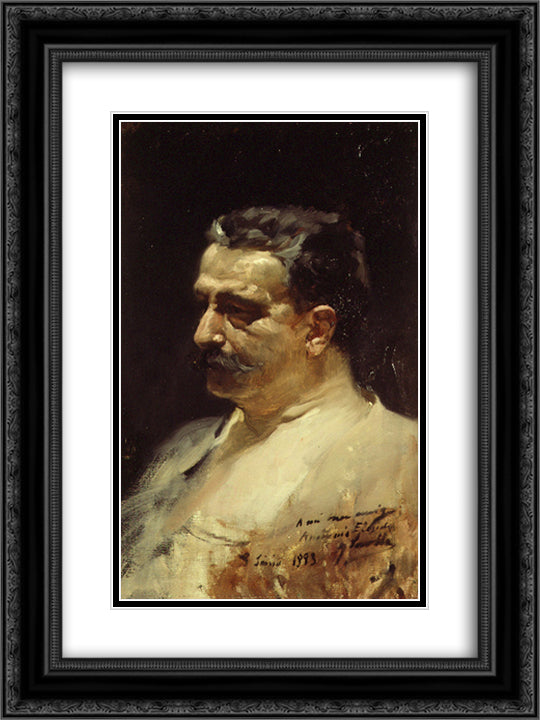 Portrait of Antonio Elegido 18x24 Black Ornate Wood Framed Art Print Poster with Double Matting by Sorolla, Joaquin