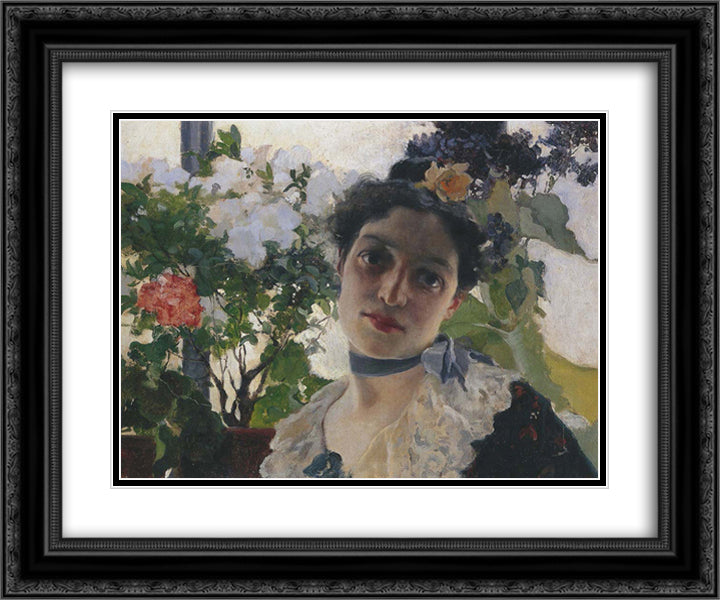 Portrait of Clothilde 24x20 Black Ornate Wood Framed Art Print Poster with Double Matting by Sorolla, Joaquin