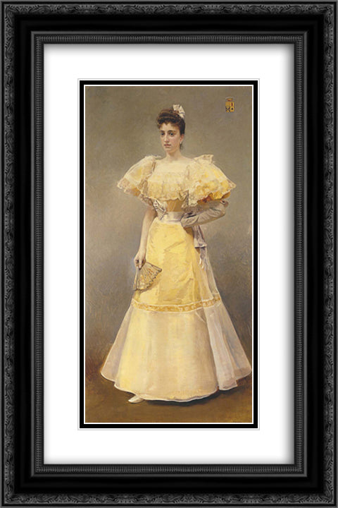 Portrait of Countess of Santiago 16x24 Black Ornate Wood Framed Art Print Poster with Double Matting by Sorolla, Joaquin