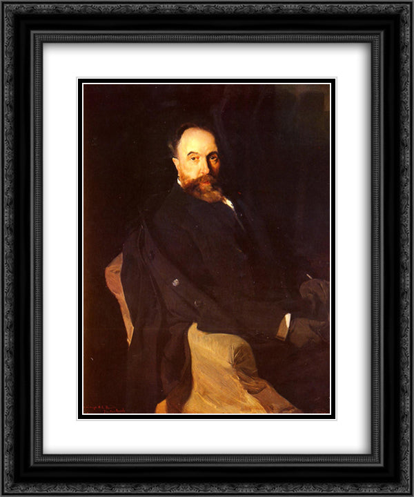 Portrait Of Don Aureliano De Beruete 20x24 Black Ornate Wood Framed Art Print Poster with Double Matting by Sorolla, Joaquin