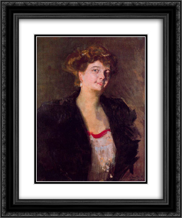 Portrait of Dona Elena OrtÆ’ozar 20x24 Black Ornate Wood Framed Art Print Poster with Double Matting by Sorolla, Joaquin