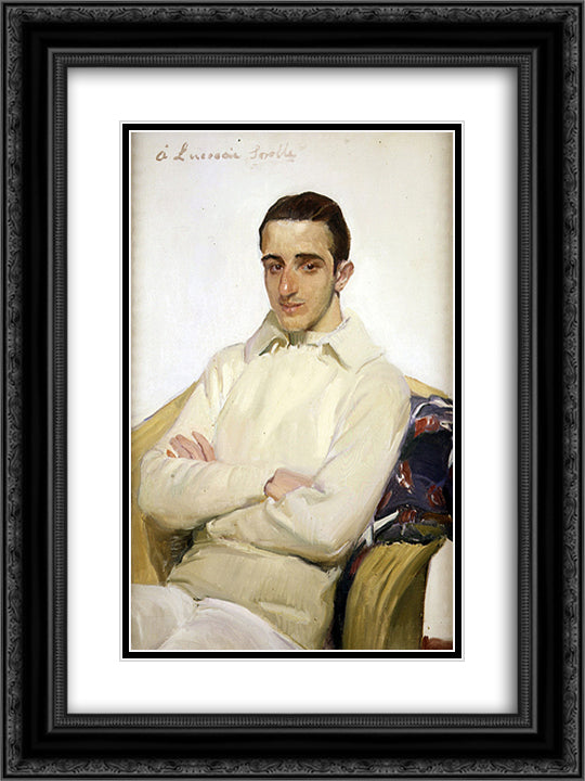 Portrait of Jose Luis Lopez de Arana Benlliure 18x24 Black Ornate Wood Framed Art Print Poster with Double Matting by Sorolla, Joaquin