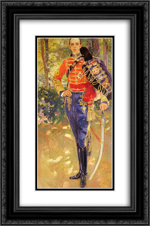 Portrait of King Alfonso XIII in the uniform of the hussars 16x24 Black Ornate Wood Framed Art Print Poster with Double Matting by Sorolla, Joaquin