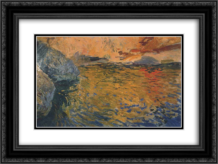 Reflections at the Cape, Javea 24x18 Black Ornate Wood Framed Art Print Poster with Double Matting by Sorolla, Joaquin