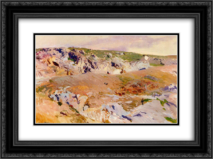 Roads of Alijales, Toledo 24x18 Black Ornate Wood Framed Art Print Poster with Double Matting by Sorolla, Joaquin