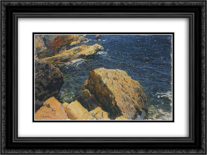Rocks of the Cape, Javea 24x18 Black Ornate Wood Framed Art Print Poster with Double Matting by Sorolla, Joaquin