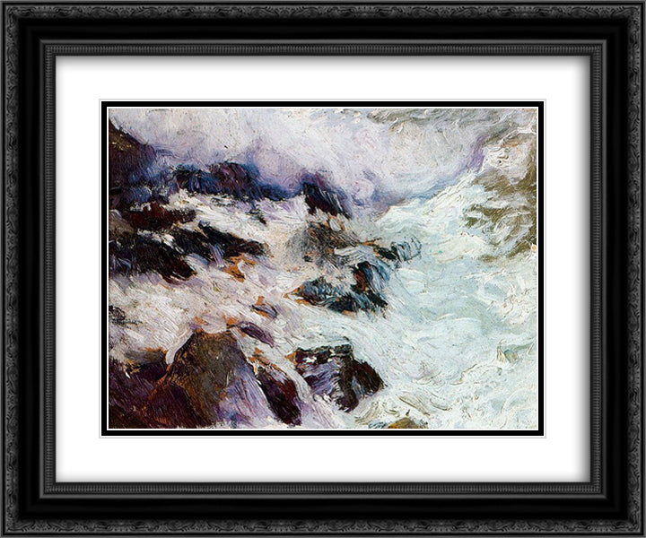 Sea and rocks - Javea 24x20 Black Ornate Wood Framed Art Print Poster with Double Matting by Sorolla, Joaquin