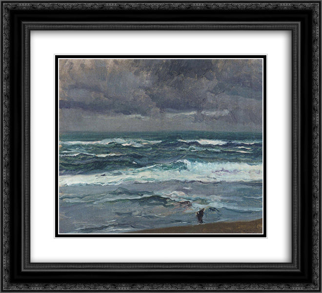 Seascape 22x20 Black Ornate Wood Framed Art Print Poster with Double Matting by Sorolla, Joaquin