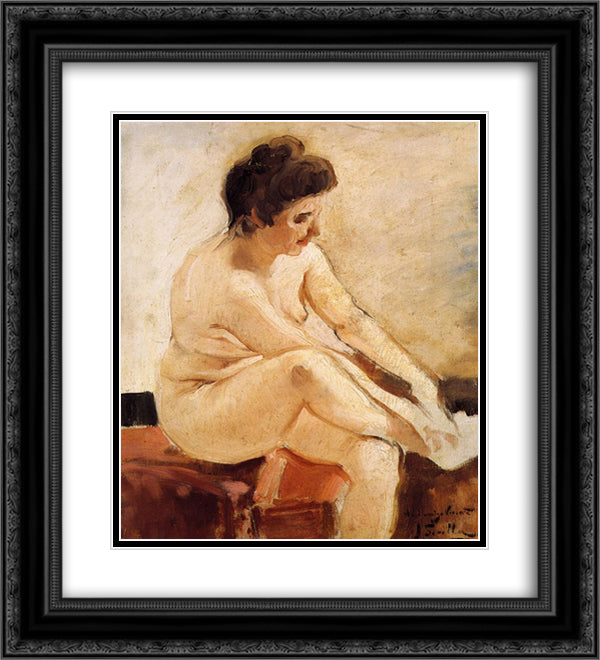 Seated Nude 20x22 Black Ornate Wood Framed Art Print Poster with Double Matting by Sorolla, Joaquin