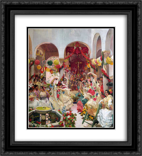 Seville, the Dance 20x22 Black Ornate Wood Framed Art Print Poster with Double Matting by Sorolla, Joaquin