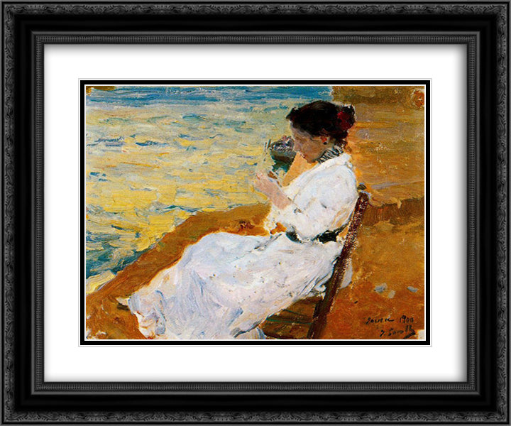 Shell in Javea 24x20 Black Ornate Wood Framed Art Print Poster with Double Matting by Sorolla, Joaquin