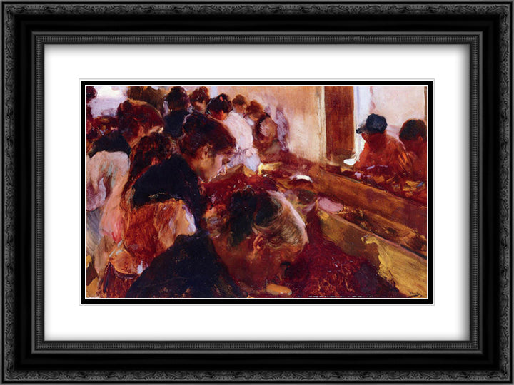 Stemming Raisins, Javea 24x18 Black Ornate Wood Framed Art Print Poster with Double Matting by Sorolla, Joaquin