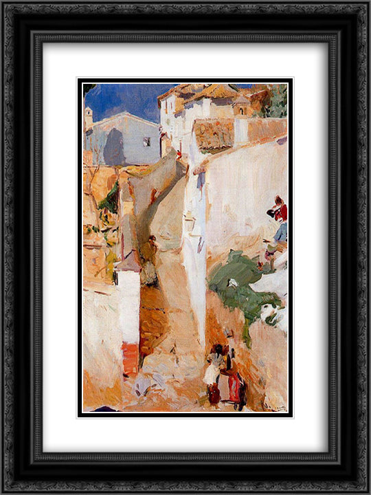 Street in Granada 18x24 Black Ornate Wood Framed Art Print Poster with Double Matting by Sorolla, Joaquin