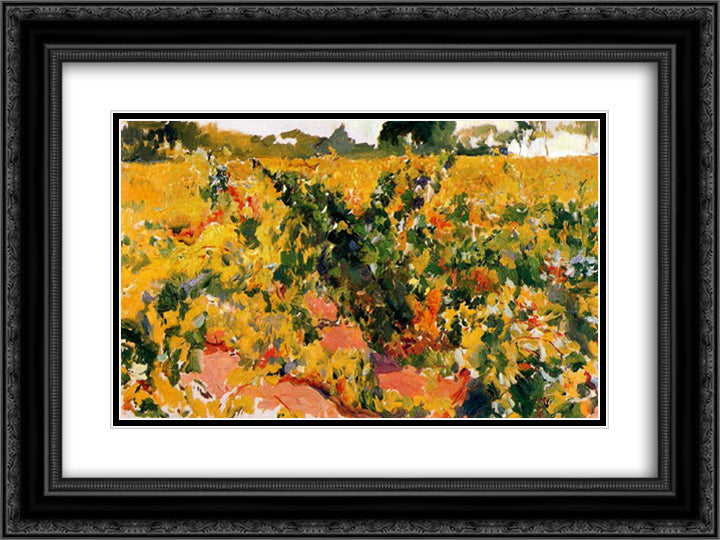 Study of Vineyard 24x18 Black Ornate Wood Framed Art Print Poster with Double Matting by Sorolla, Joaquin