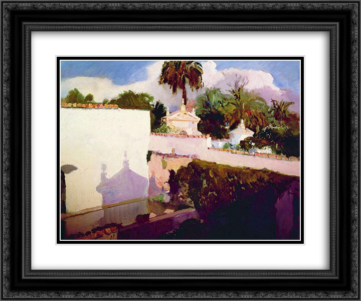 The Alcazar 24x20 Black Ornate Wood Framed Art Print Poster with Double Matting by Sorolla, Joaquin