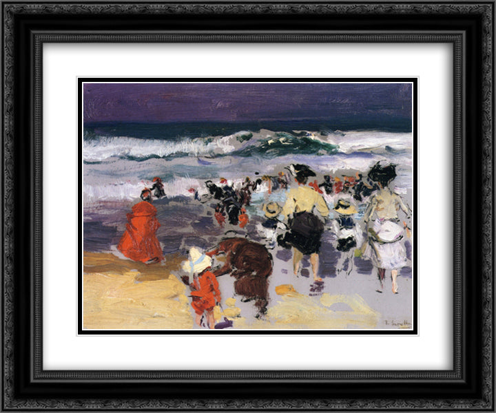 The Beach at Biarritz (sketch) 24x20 Black Ornate Wood Framed Art Print Poster with Double Matting by Sorolla, Joaquin
