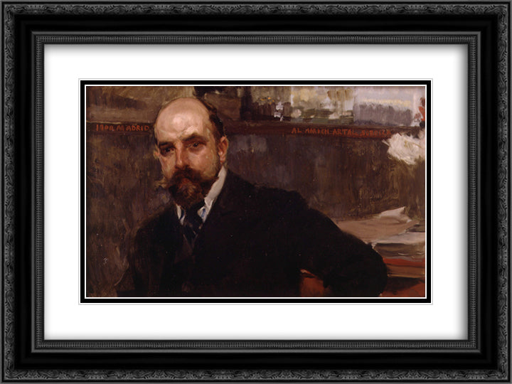 The Count of Artal 24x18 Black Ornate Wood Framed Art Print Poster with Double Matting by Sorolla, Joaquin