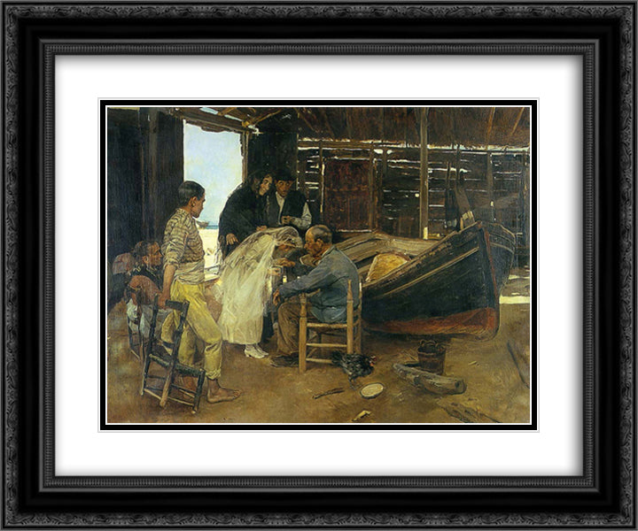The happy day 24x20 Black Ornate Wood Framed Art Print Poster with Double Matting by Sorolla, Joaquin