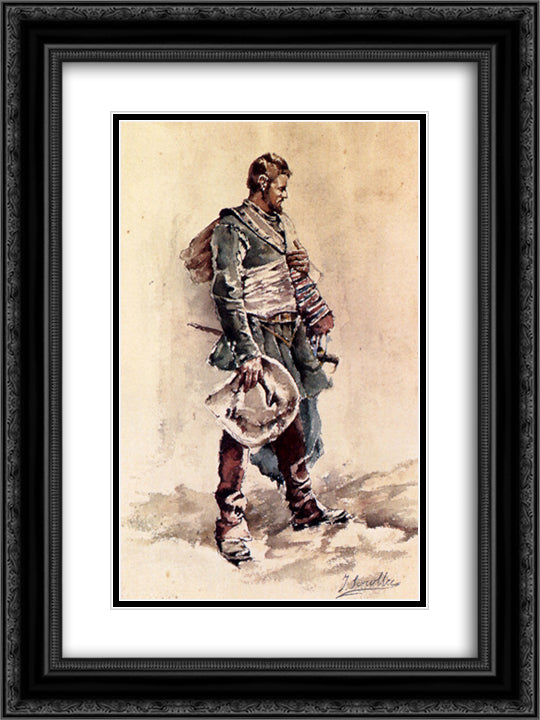 The Musketeer 18x24 Black Ornate Wood Framed Art Print Poster with Double Matting by Sorolla, Joaquin